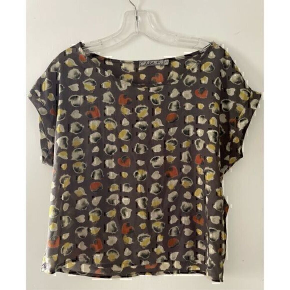 Gray, Cream & Orange Crop Top by Chloe K Size Small
